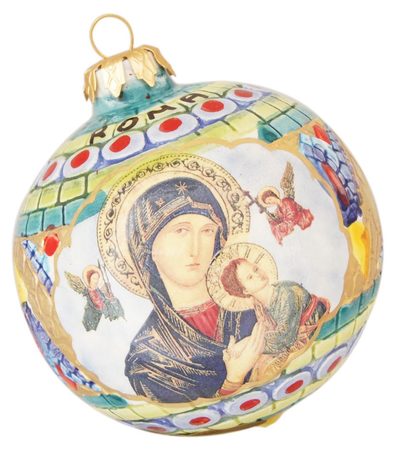 Palla di Natale in ceramica Madonna con Bambino