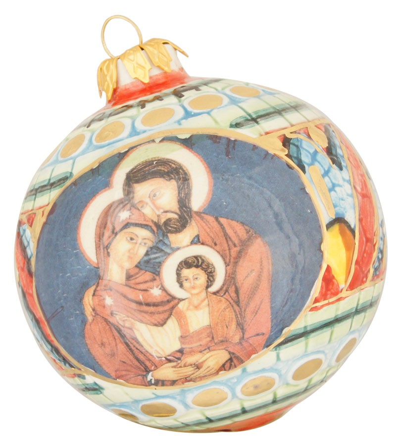Palla di Natale in ceramica Sacra Famiglia