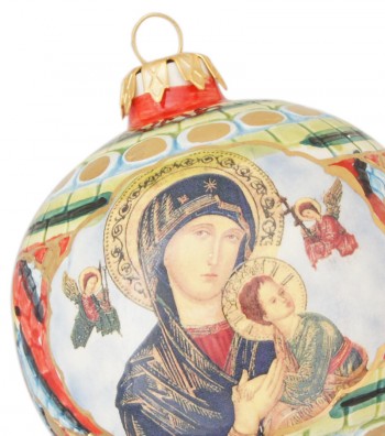 Detailed Madonna with Child ceramic Christmas ball