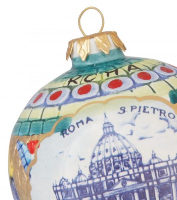 Palla di Natale in ceramica dettaglio San Pietro