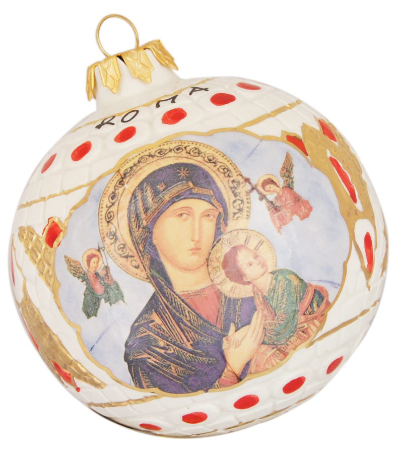 Palla di Natale in ceramica Madonna con Bambino