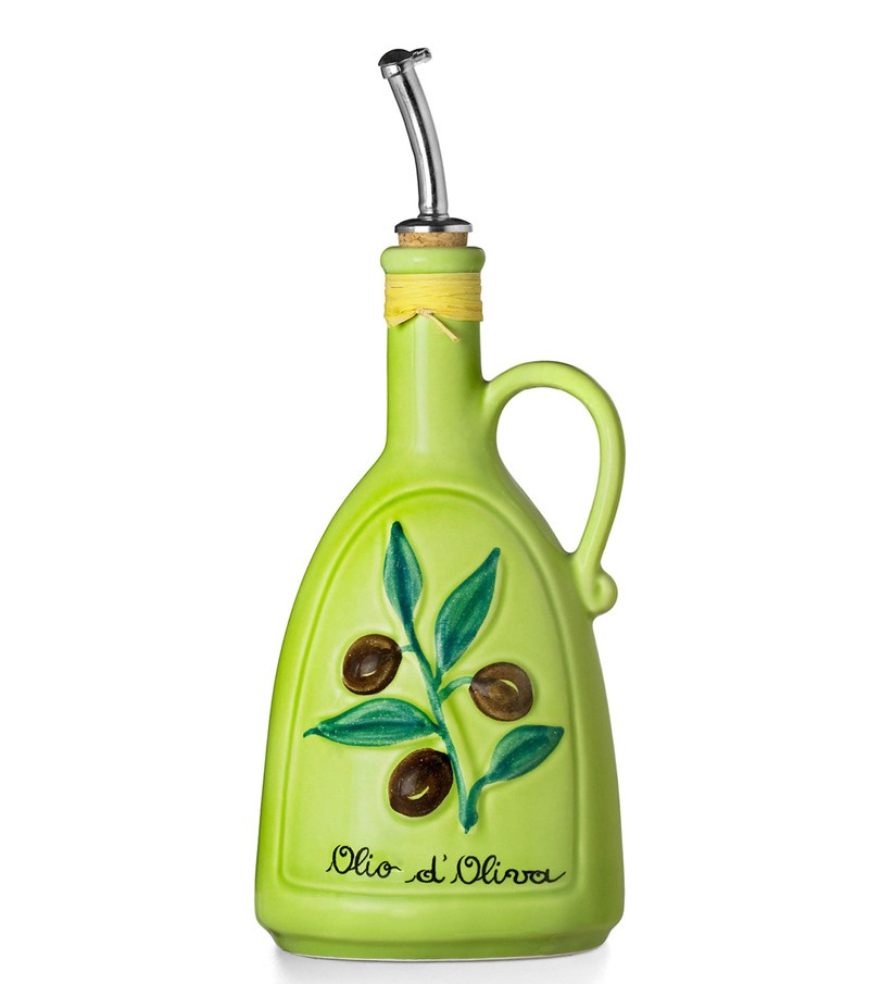 Oliera dipinta a mano verde prato