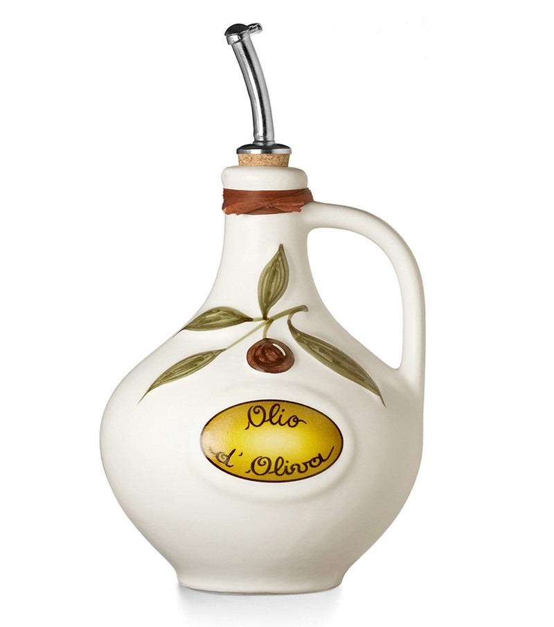 Oliera dipinta a mano bianco mat