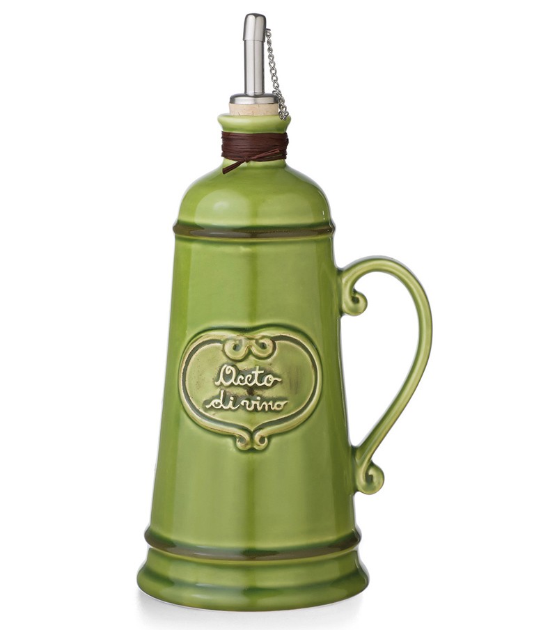 Oliera dipinta a mano verde smeraldo