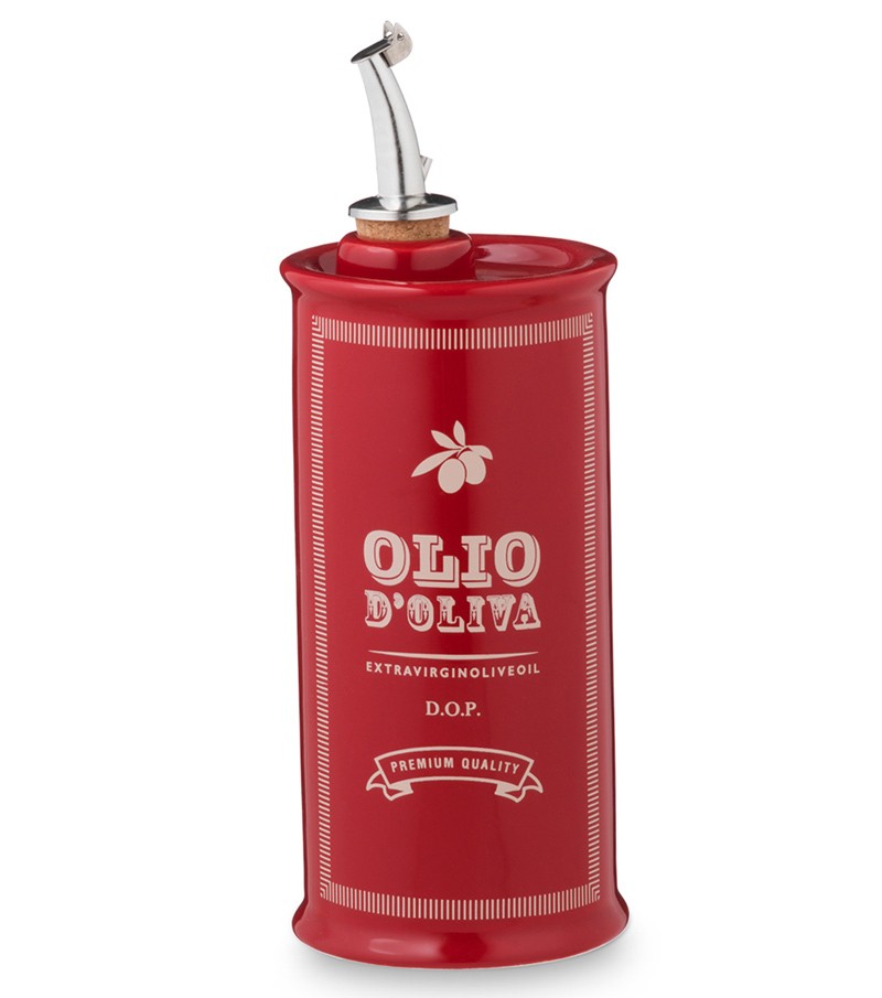 Oliera cilindrica dipinta a mano rosso rubino