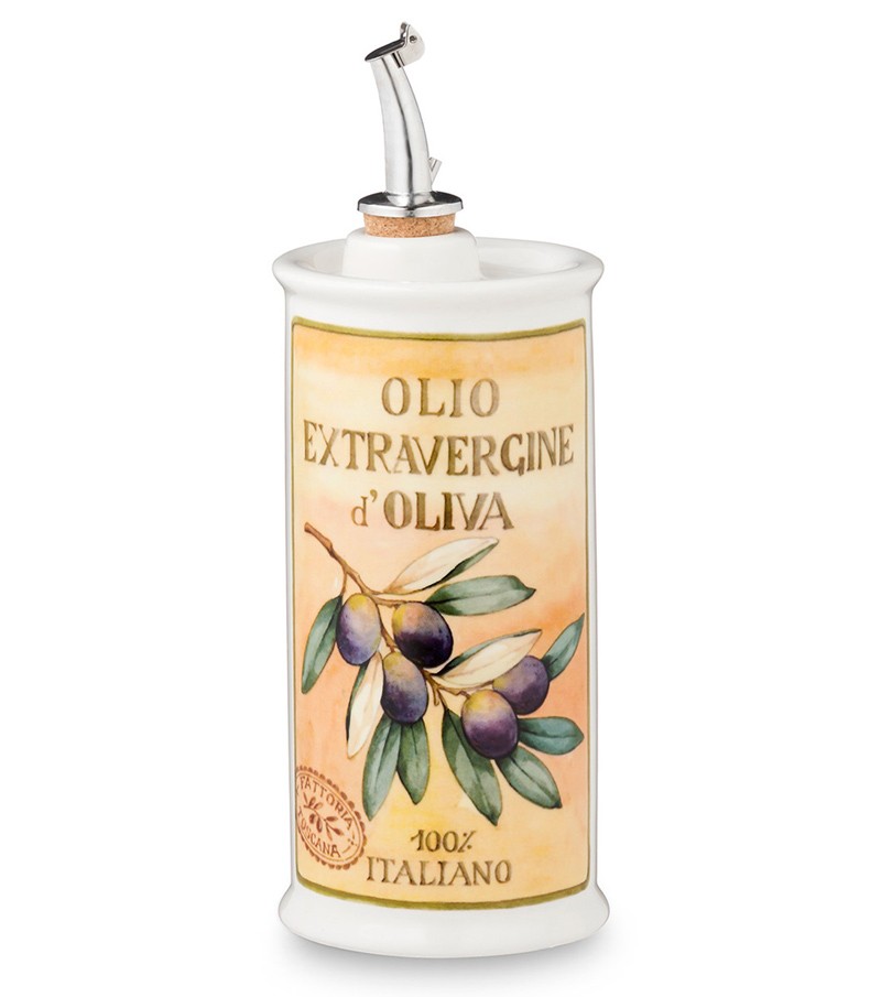 Oliera cilindrica dipinta a mano