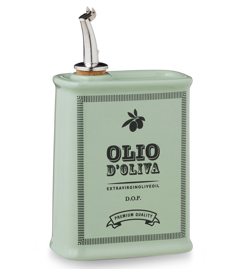 Oliera schiacciata dipinta a mano verde