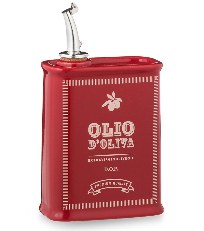 Oliera schiacciata dipinta a mano rosso rubino