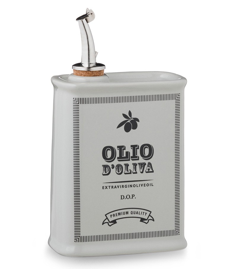Oliera schiacciata dipinta a mano grigia