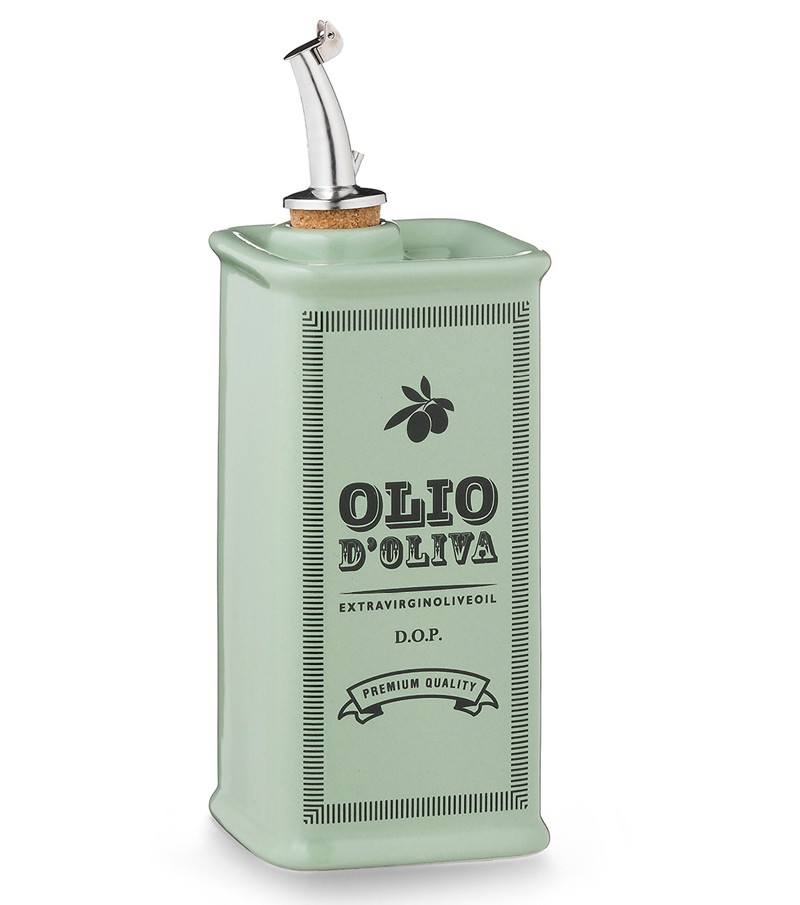 Oliera quadra dipinta a mano verde