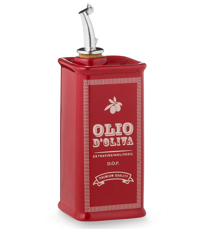 Oliera quadra dipinta a mano rosso rubino