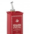 Dettaglio oliera quadra dipinta a mano rosso rubino