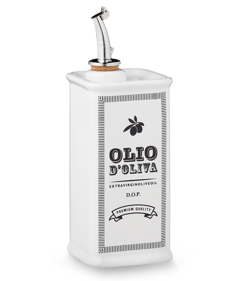 Oliera quadra dipinta a mano bianca