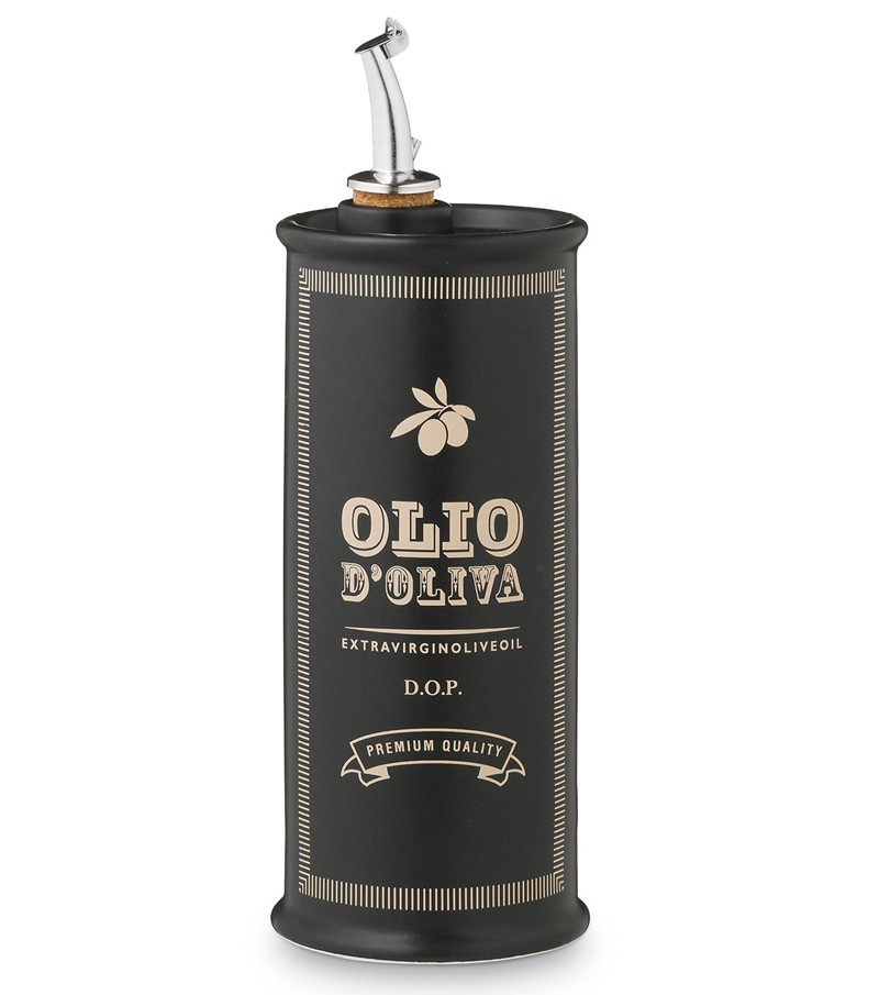 Oliera cilindrica dipinta a mano nero