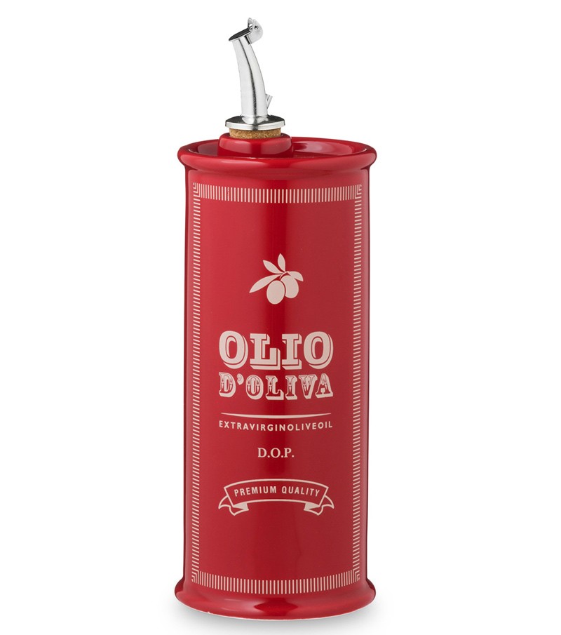 Oliera cilindrica dipinta a mano rosso rubino