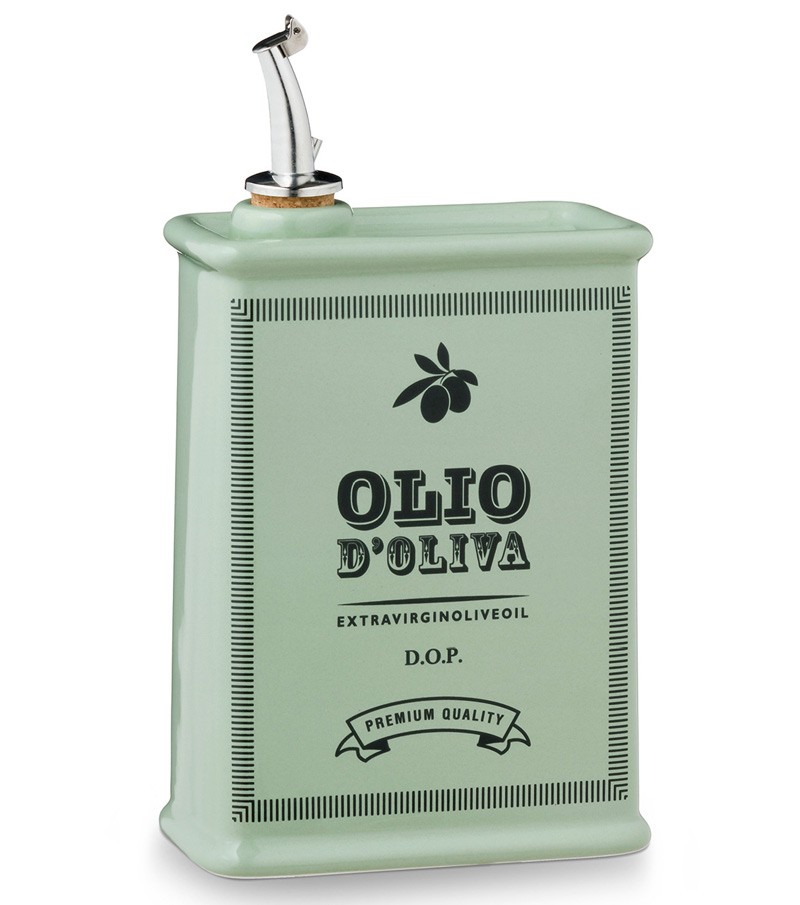 Oliera verde schiacciata dipinta a mano