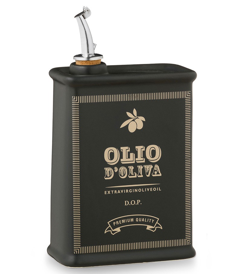 Oliera nera schiacciata dipinta a mano