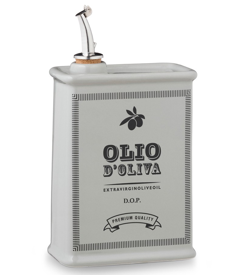 Oliera grigia schiacciata dipinta a mano