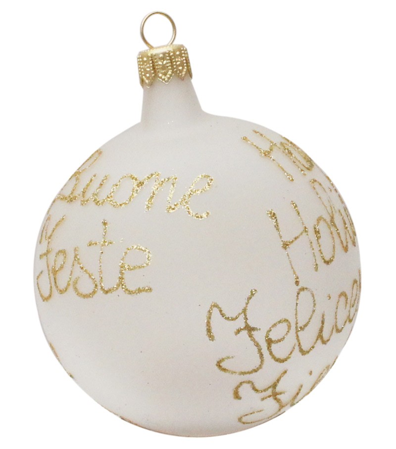 Palla di Natale Bianca "Buone Feste"