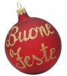 Palla di Natale Rossa "Buone Feste"