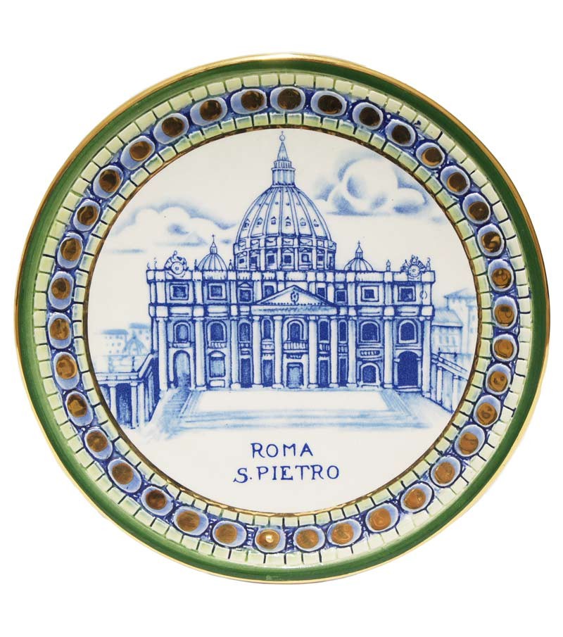 Piatto in ceramica San Pietro bordo verde