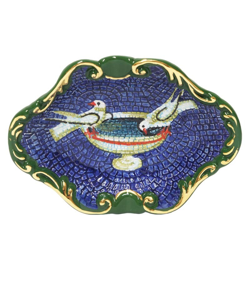 Portacenere verde con colombe