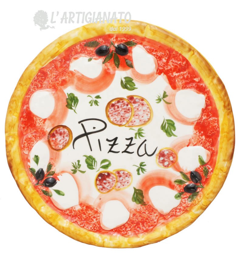 Piatto Pizza in Ceramica Decoro Salamino