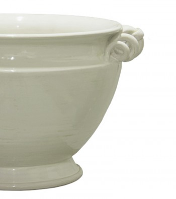 Porta vaso in ceramica colore bianco antico.