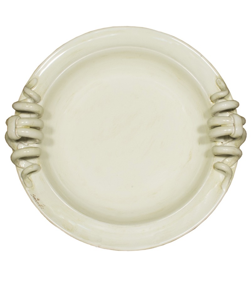 Centrotavola spirali decoro bianco antico.