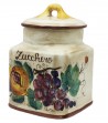 Barattolo in ceramica decoro melograno e uva.