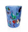 Bicchiere acqua in vetro di murano blu