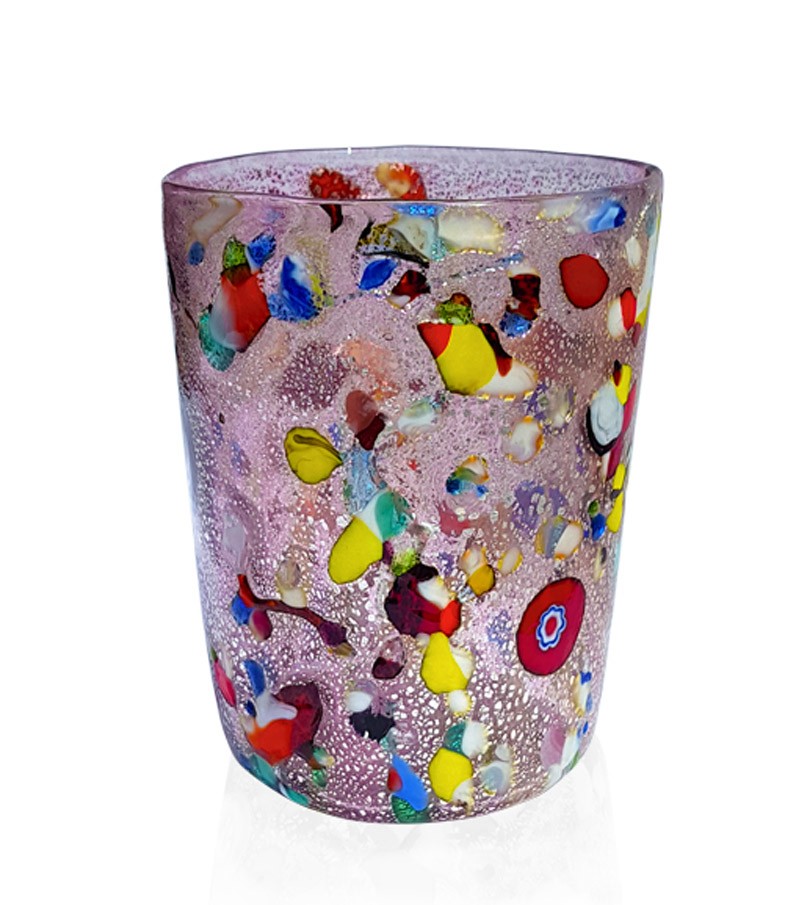 Bicchiere acqua in vetro di murano viola