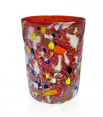 Bicchiere acqua in vetro di murano rosso