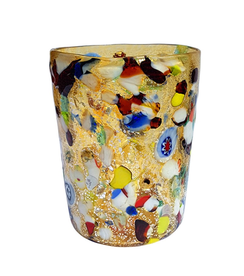 Bicchiere acqua in vetro di murano giallo