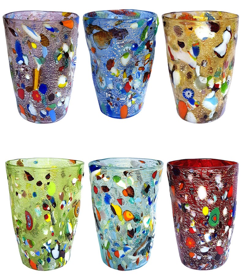 Arlecchino Bibita Glass mixed colors.