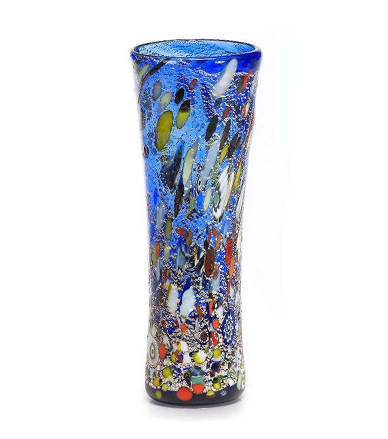 Harlequin Vase in murano glass blue