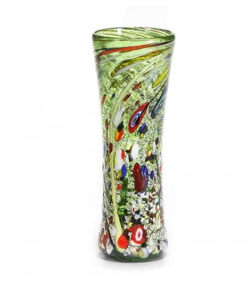 Harlequin Vase in murano glass green