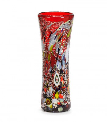 Harlequin Vase in murano glass red