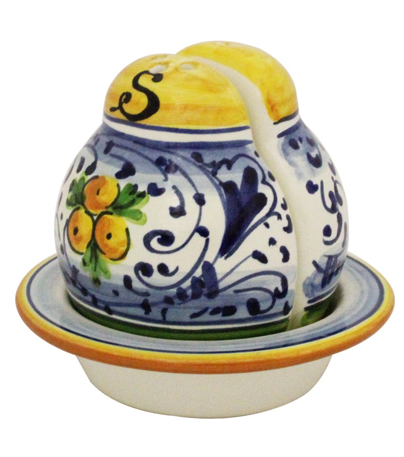 Salepepe mezzo in ceramica dipinto a mano