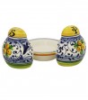 Salepepe mezzo in ceramica dipinto a mano decoro geometrico giallo