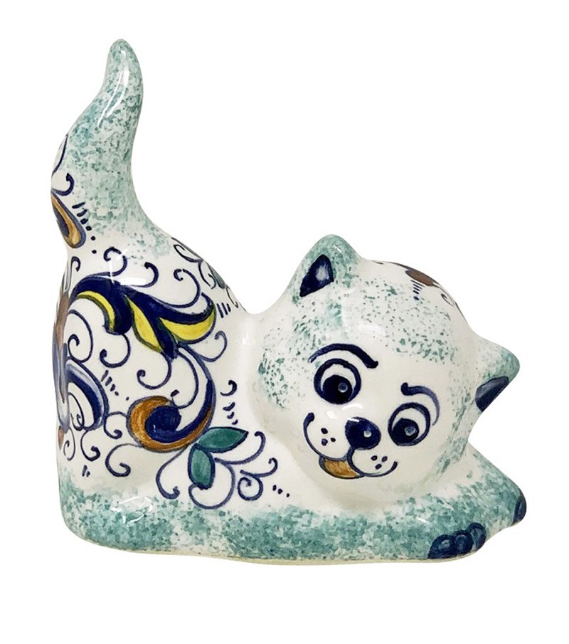 Gatto in ceramica dipinto a mano