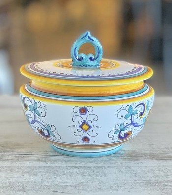 Biscottiera in ceramica dipinta a deruta