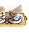 Set of two cups with tray hand-painted ceramic "Deruta" decoration