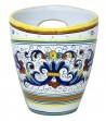 Hand-Painted Ceramic Bottle Holder "Deruta" decoration front view
