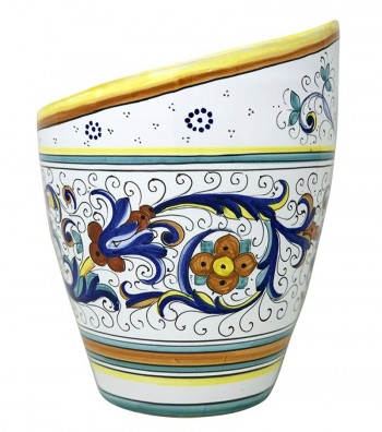 Portabottiglia in ceramica decoro "Deruta" immagine laterale