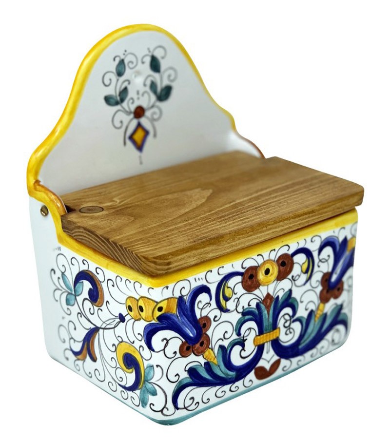 Portasale in ceramica decoro "Deruta"
