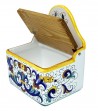 Portasale in ceramica decoro "Deruta" dipinto a mano