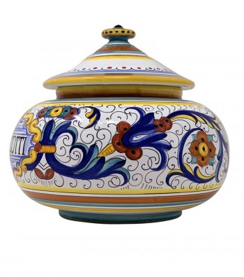 Biscottiera in ceramica decoro deruta.