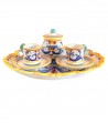 Set oval tray,2 coffee cups,sugar bowl hand painted