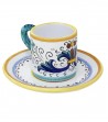 Tazzina Caffè con Piattino Decoro "Deruta" vista laterale